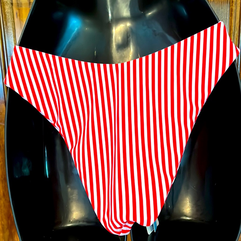 NWT Red & White Striped Bikini Bottoms - Picture 5 of 6